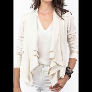 Lola and Sophie Cream jacket, lightweight knit spandex and rayon